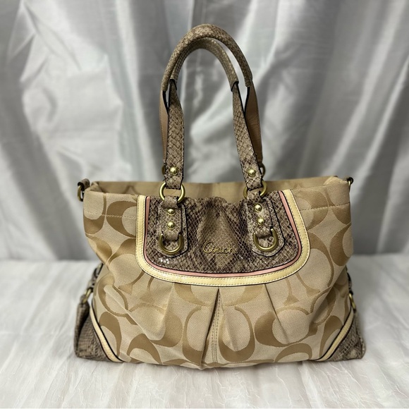 Coach tan and python bag - Picture 2 of 10